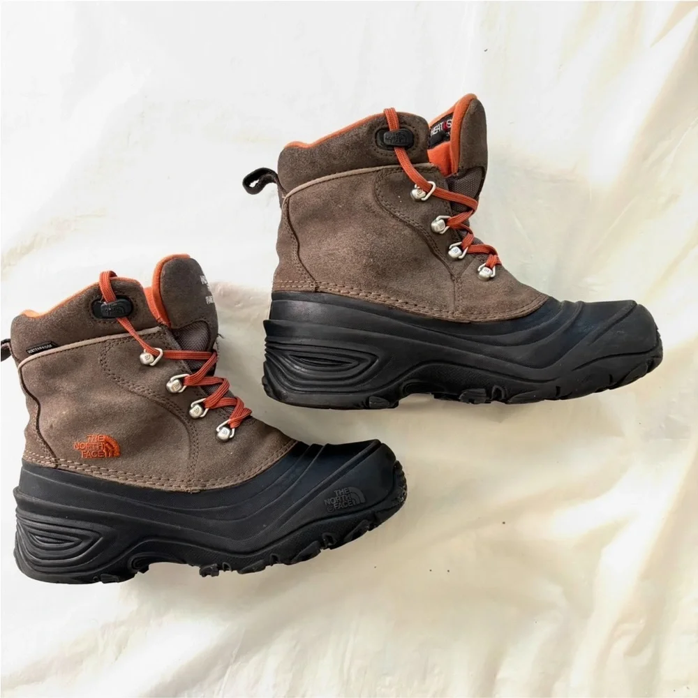 The North Face Chilkat Lace ll Waterproof Brown Black Boots SZ 4 Y Worn 4X